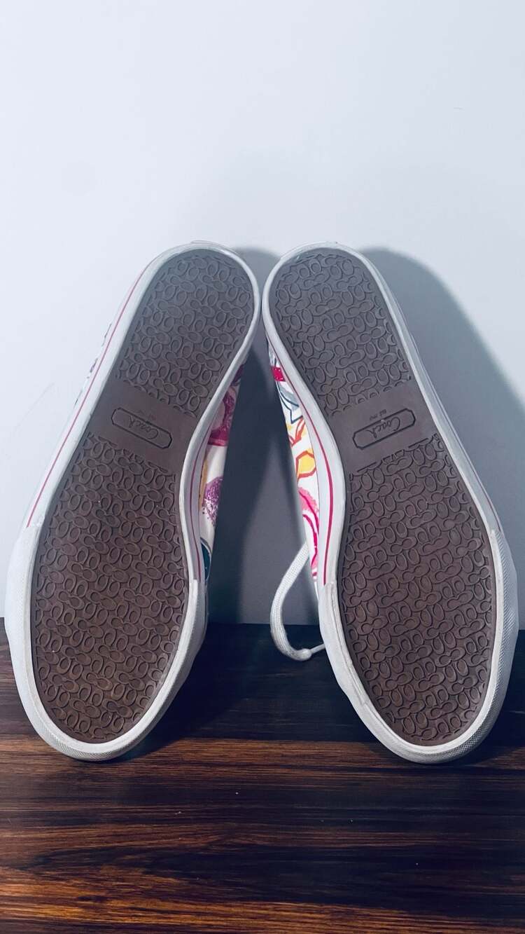 Coach Signature Print Canvas Sneakers Pink Multicolor Women Size 7.5 - Picture 9 of 11